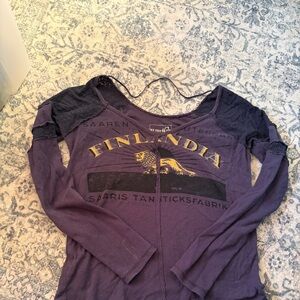 We The Free Navy Graphic Top